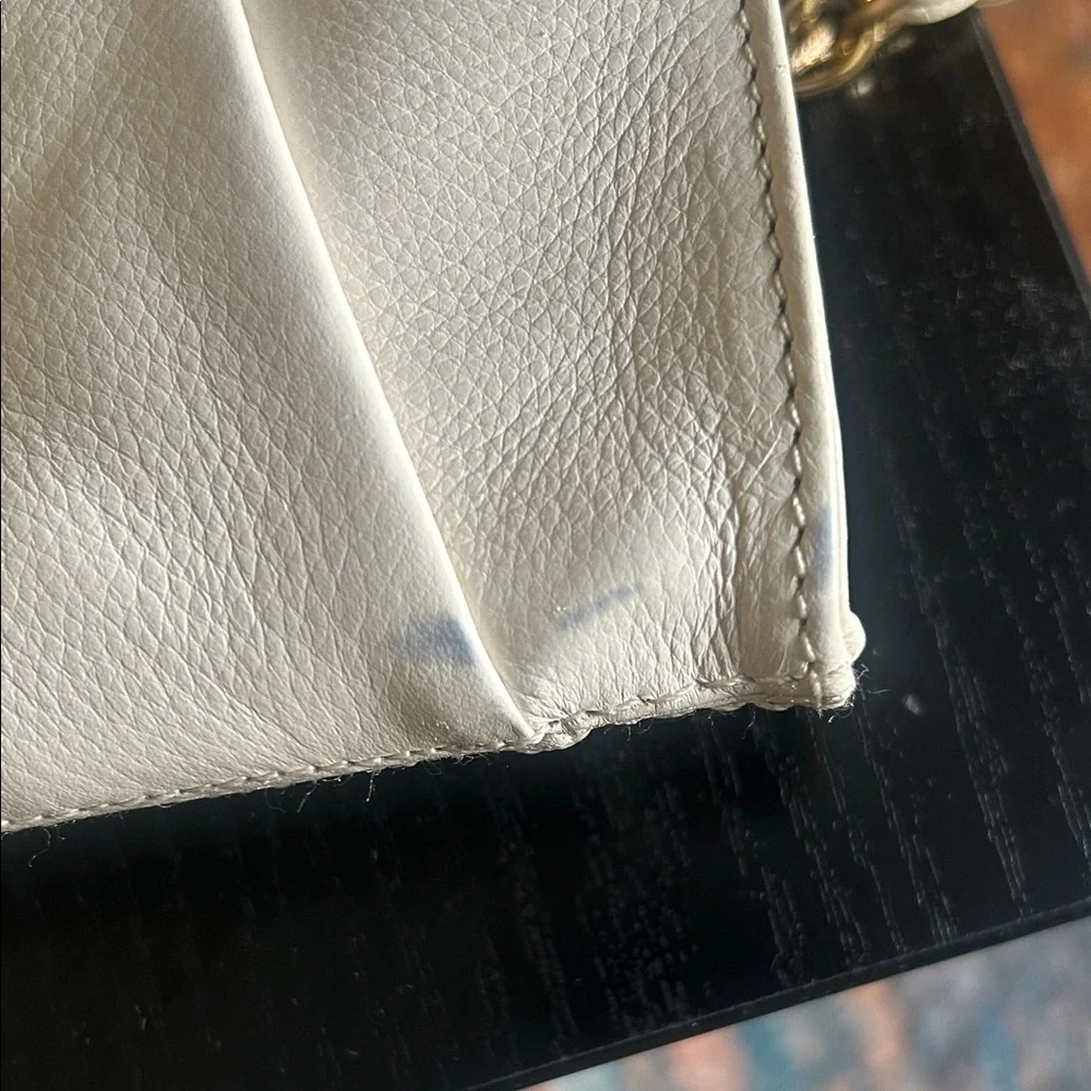 Elliott Lucca Cream Leather Clutch with Gold Chain - Picture 16 of 16